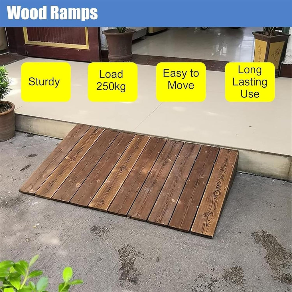 Threshold Ramp, Sturdy Portable Threshold Ramps for Wheelchairs 4 5 6 7 8 10 Inch Rise, Wood Portable Transition Slope Pad with Non-Skid Surface, for Doorways/Front Door/Garage(80x50x10cm/31.5x19.7x4i