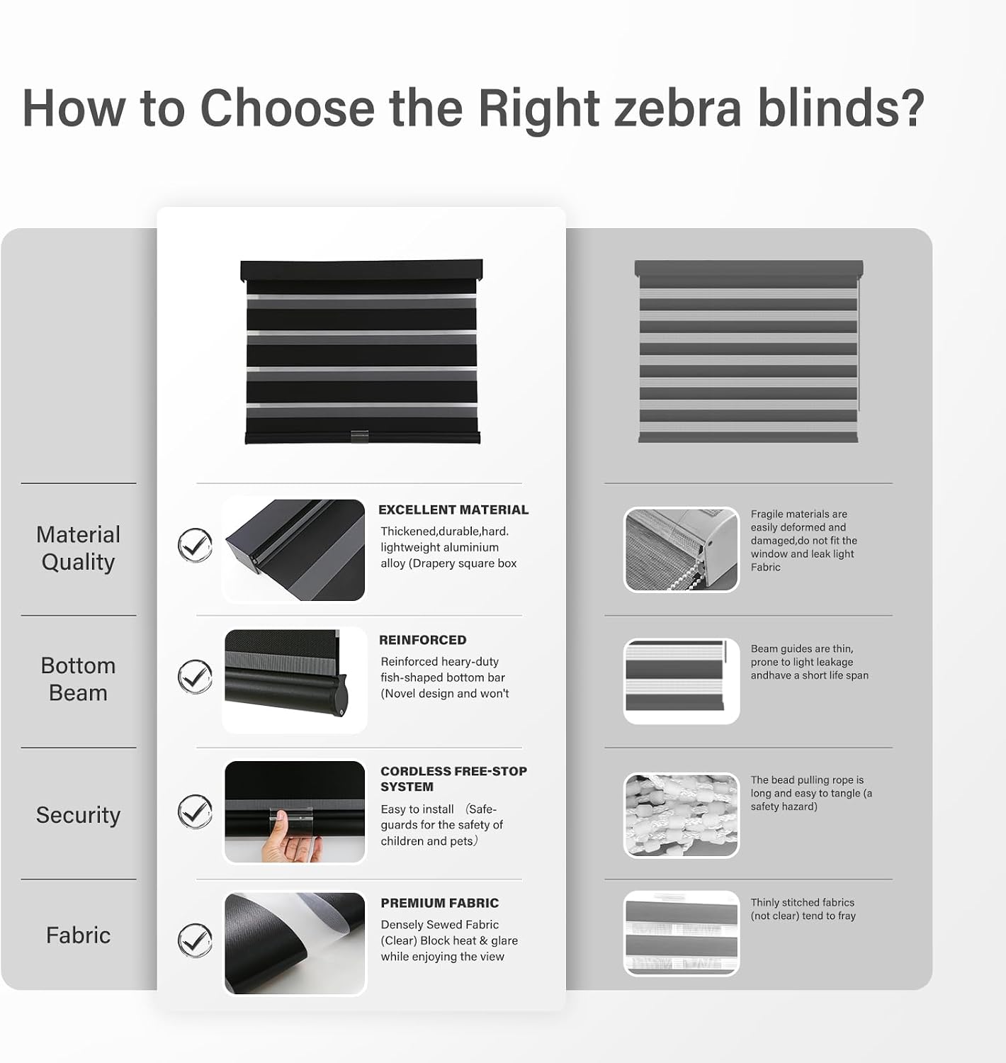 AOSKY Cordless Zebra Blinds for Windows Pull Down Roller Window Shades Dual Layer Light Filtering Privacy for Day and Night, Free-Stop Door Shades for Home Easy to Install (56' W X 72' H, Black)