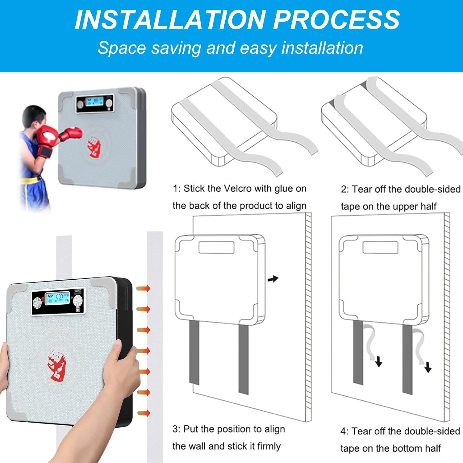 Smart Boxing Machine,Wall Music Boxing Pad,Led Luminous Electric Boxing Target,Silver