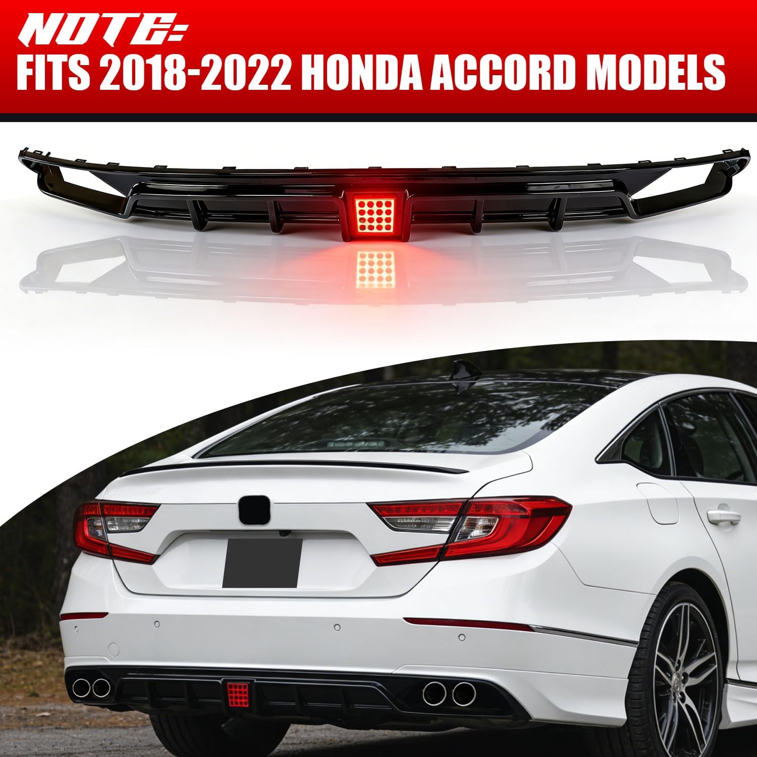 Front Bumper Lip Splitter Spoiler for 2018-2020 Honda Accord, Front Lower Bumper Valance Air Dam Deflector for 10th Gen Honda Accord Front Bumper Protector Accessories (Diffuser- Black & Pearl White)