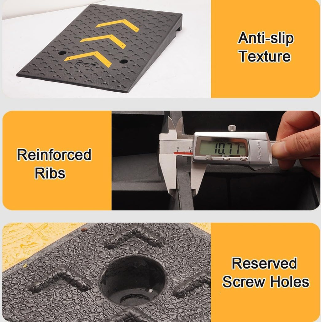 Rubber Kerb Ramps 4-7 inches Height, Heavy Duty Threshold Ramps for Driveway, Mobility Scooter/Step, 20 Ton Load Capacity(Rise 4.3 inch/11cm)