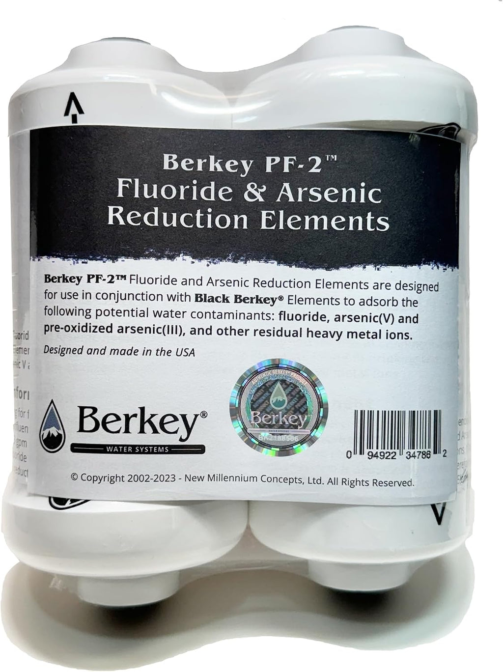 Set of 2 Berkey Authentic Black Berkey Elements (BB9-2) and 2 PF-2 Fluoride Reduction Elements - Combo Pack