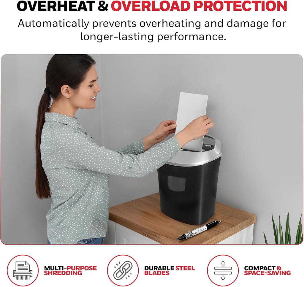Honeywell Safes & Door Locks - 12 Sheet Cross Cut Paper Shredder for Home Use & Office - 3-Function Control & Over Heat Protection - Document & Credit Card Shredder Machine - 5.5 Gallons, Black - 9112