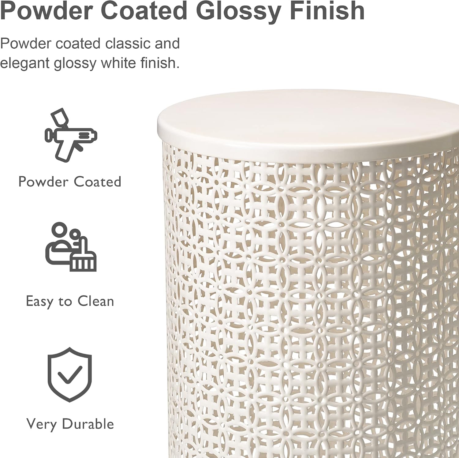 Glitzhome Accent Tables Living Room Set of 2, Round Metal End Side Table, Small Circle Coffee Bedside Table, Planter Stand for Couch Bedroom Nightstand, Cream White