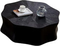 35.4' Square Coffee Table for Small Spaces, Black Flower Petal Design with Sturdy MDF Top, Low Profile Modern Minimalist Accent Center Table for Apartment, Lounge, Office