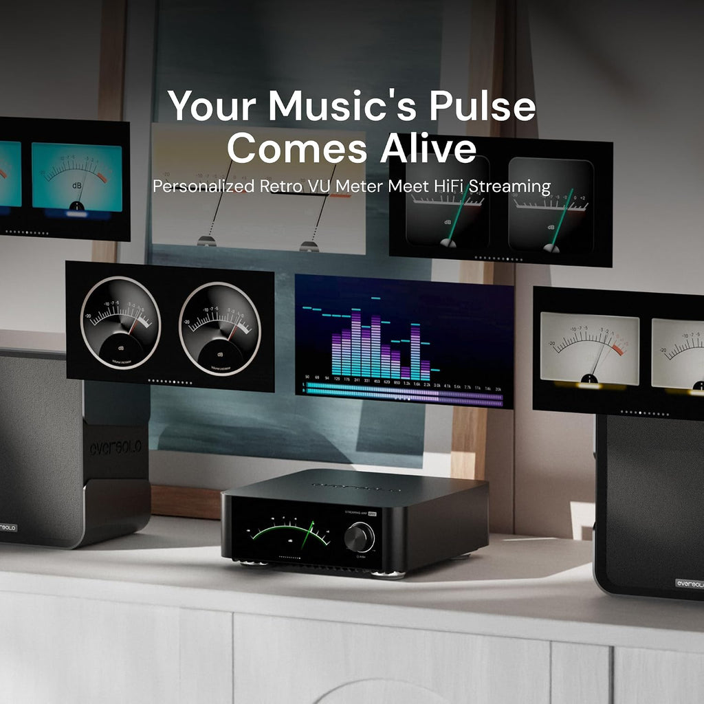 Eversolo Play | Music Streamer with DAC & Amplifier 60W×2ch(8Ω) / 110W×2ch(4Ω) | 5.5' LCD Touchscreen, Support Room Correction & Multi Room System, Stream Qobuz, Tidal&More | Black (Standard Edition)