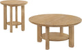 Coaster Home Furnishings - Ottowa - Wood - 2-Piece Coffee Table Set with Rounded Shapes, Thick Cylindrical Legs, Open Shelves and Transitional Style - Living Room - Light Oak - 706298-S2