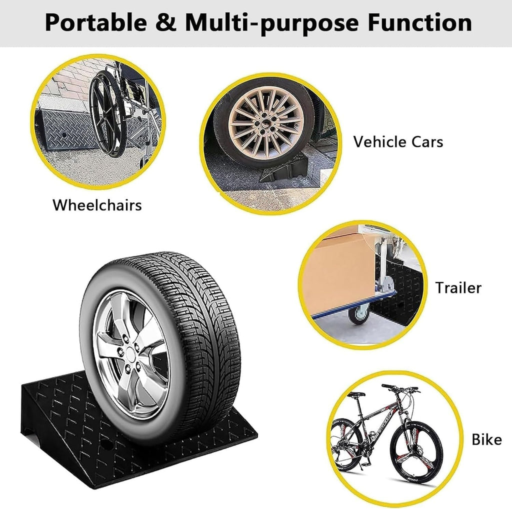 Heavy Duty Wheelchair Rubber Threshold Ramp - Curb Ramps for 4-8 Inch Rise | Ideal for Home Door Steps, Driveways, Cars, Motorcycles, Bicycles (50x50x19cm)