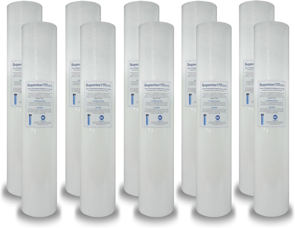 5 micron sediment 20'X4.5' whole house water filter replacement cartridge Compatible with All Whole House sediment Water Filter Systems 10 Pack