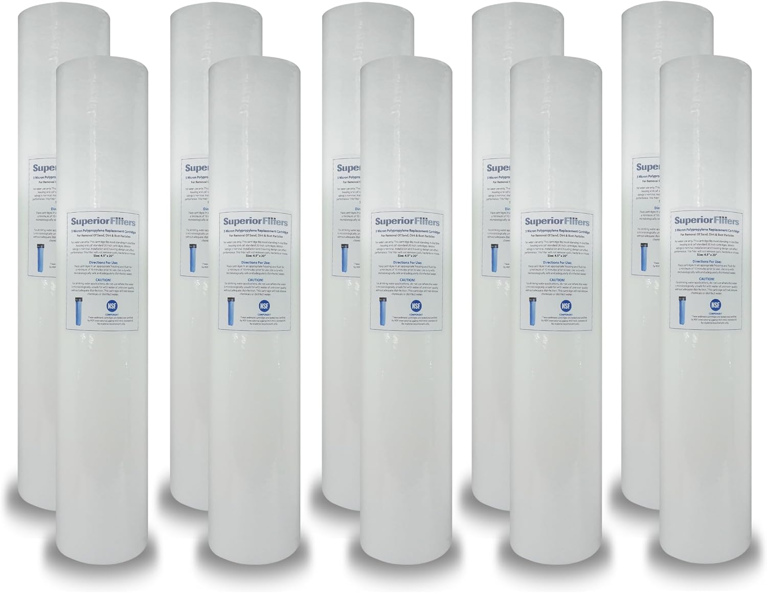 5 micron sediment 20'X4.5' whole house water filter replacement cartridge Compatible with All Whole House sediment Water Filter Systems 10 Pack