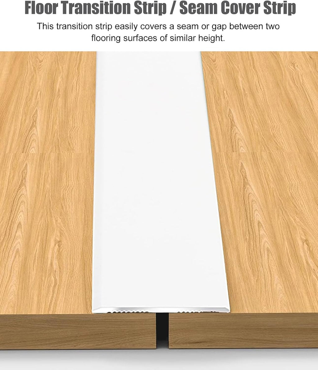 Aluminum Flat Doorway Threshold Strip, White Floor Edging Trim Strip Decor, Tile Wood Laminate Vinyl Floor Gap Covering Transition Strips(150cm (59'))