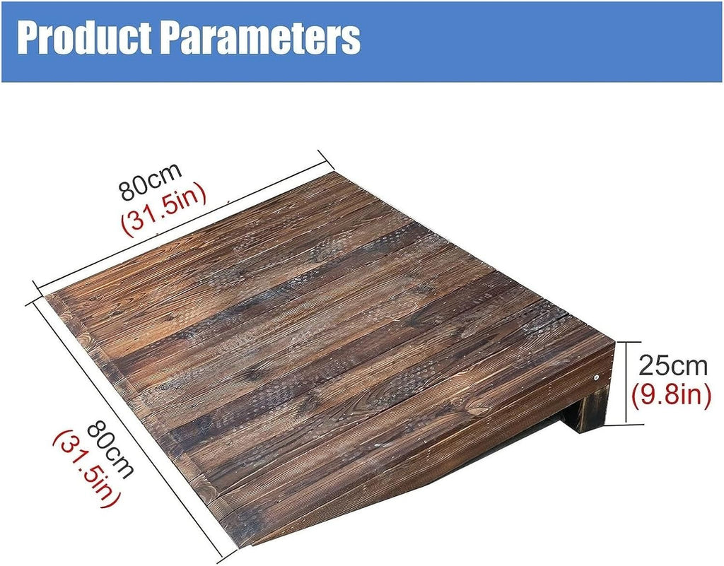 Threshold Ramp, Auxiliary Wood Threshold Ramps for Doorways, 4 5 6 7 8 10 Inch Rise Wheelchair Transition Ramp for Home/Front Door/Yard/Patio, Non Slip (Size : 80x80x25cm/31.5x31.5x10in