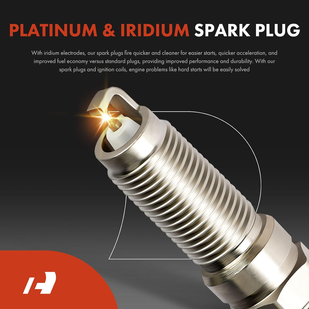 A-Premium (Red) Set of 16 Ignition Coil Pack and Iridium & Platinum Spark Plugs Compatible with Ford F-150 2010-2014, F-250 Super Duty, F-350 Super Duty, E-350 Super Duty, E-450 Super Duty, 6.2L