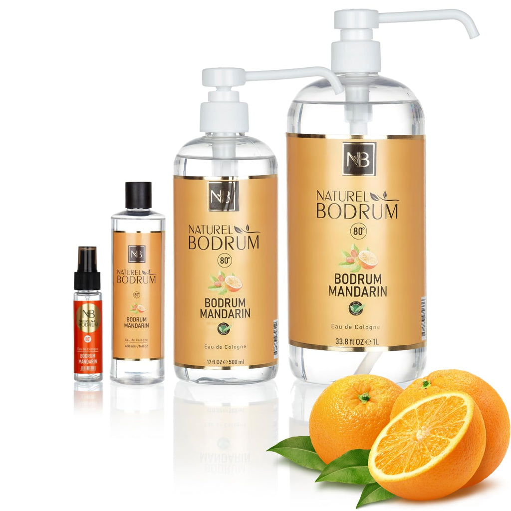 Orange Cologne for Men & Women Set of (60ml, 400ml, 500ml, 1L) - Vegan, Natural, Refreshing Scent, Sweet Orange Scent, Long Lasting Summer Eau De Cologne
