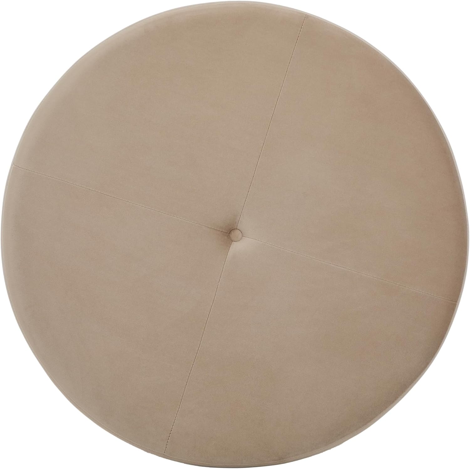 Christopher Knight Home Monroe Velvet Upholstery Round Ottoman, Living Room Sofa Ottoman with Wood Frame, Accent Small Foot Stool, Round Coffee Table, No Assembly Needed, Camel + Dark Walnut