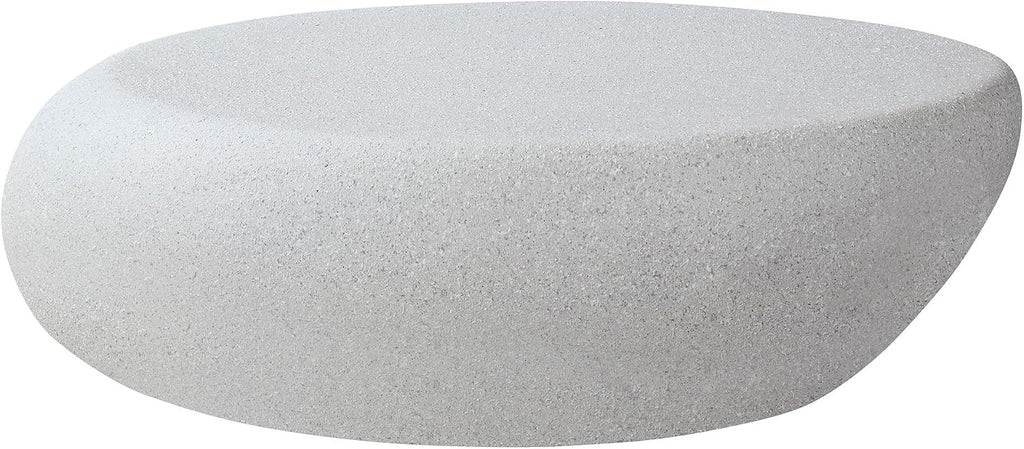 Faux Rock Coffee Table with Lightly Rought Rock Design,Irregular Drum Coffee Table Fiberglass Accent Stone-Like Central Table for Living Room,No Assembly