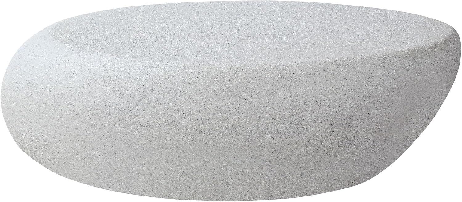 Faux Rock Coffee Table with Lightly Rought Rock Design,Irregular Drum Coffee Table Fiberglass Accent Stone-Like Central Table for Living Room,No Assembly