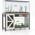 OC Orange-Casual 55-75 Gallon Aquarium Stand with LED Lighting & Power Outlets - Heavy Duty Metal Fish Tank Cabinet with Adjustable Shelves, 1000LB Capacity (White)