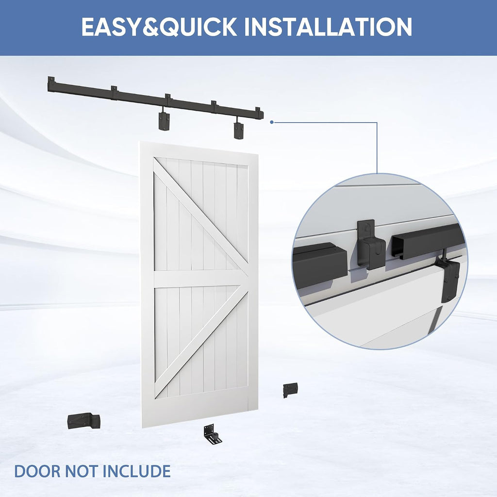 Exterior Barn Door Hardware Kit, BARNSMITH 10FT Sliding Barn Door Hardware Heavy Duty Barn Door Track Kit for Indoor and Exterior Door, Wall Mount Kit, Black (NO Door, Hardware Only)