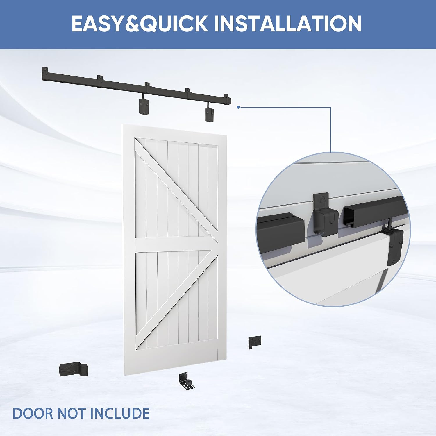 Exterior Barn Door Hardware Kit, BARNSMITH 10FT Sliding Barn Door Hardware Heavy Duty Barn Door Track Kit for Indoor and Exterior Door, Wall Mount Kit, Black (NO Door, Hardware Only)