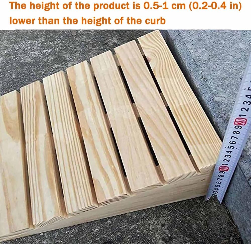 Stair Ramp 3' 4' 5' 6' Rise, Solid Wood Threshold Ramps for Doorways/Garage/Entryway, Portable Curb Ramp Step Ramps for Cart Wheelchair Trolley(33.8x30x13cm/13.3x11.8x5.12in)