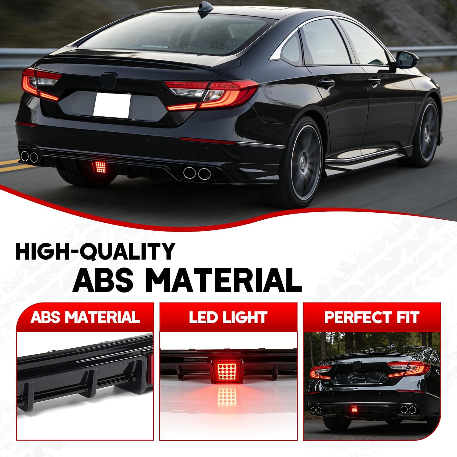 Front Bumper Lip Splitter Spoiler for 2018-2020 Honda Accord, Front Lower Bumper Valance Air Dam Deflector for 10th Gen Honda Accord Front Bumper Protector Accessories (Diffuser- Glossy Black)