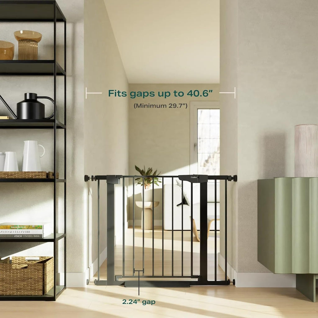 Cumbor 2 Pack 29.7-40.6' Baby Gate for Stairs, Mom's Choice Awards Winner-Auto Close Dog Gate for doorways, Pressure Mounted Pet Gates Indoor, Easy Walk Thru Wide Safety Child Gate for Dog, Black