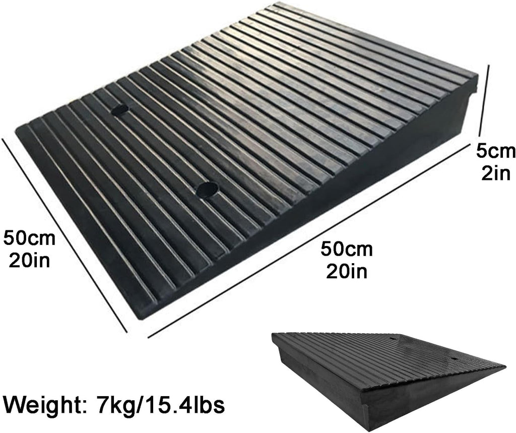 Driveway Ramp 2-5.5' Rise Rubber Heavy Duty Threshold Ramp 11023lbs for Kerb Vehicle Wheelchair Scooter Motorcycle(50 * 50 * 5cm/20 * 20 * 2in)
