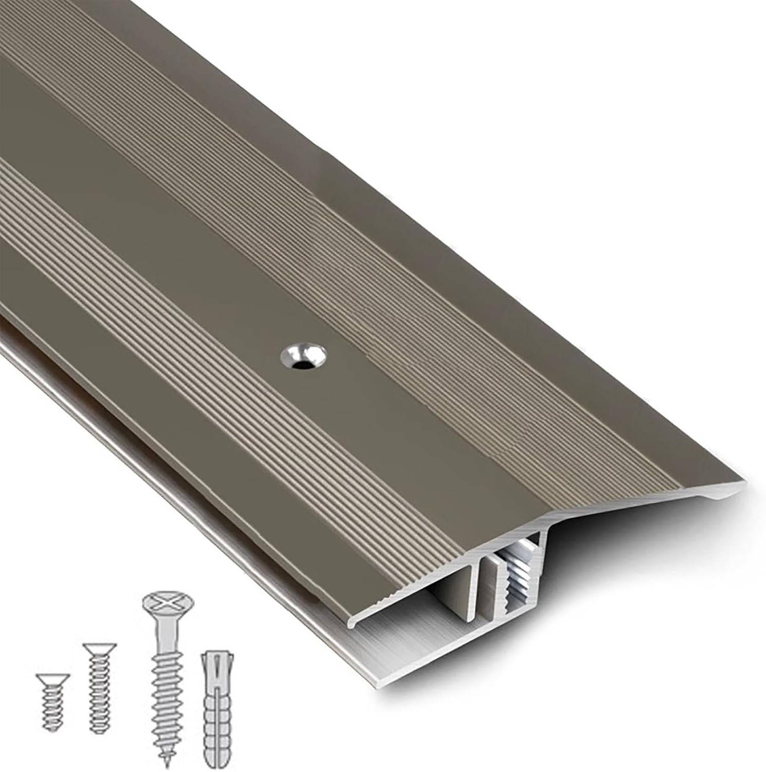 YHNNH Aluminum Doorway Threshold Transition Strip - 72-36 Inch Floor Seam Covering Strips for Uneven Floors(Gray,183cm 54mm)