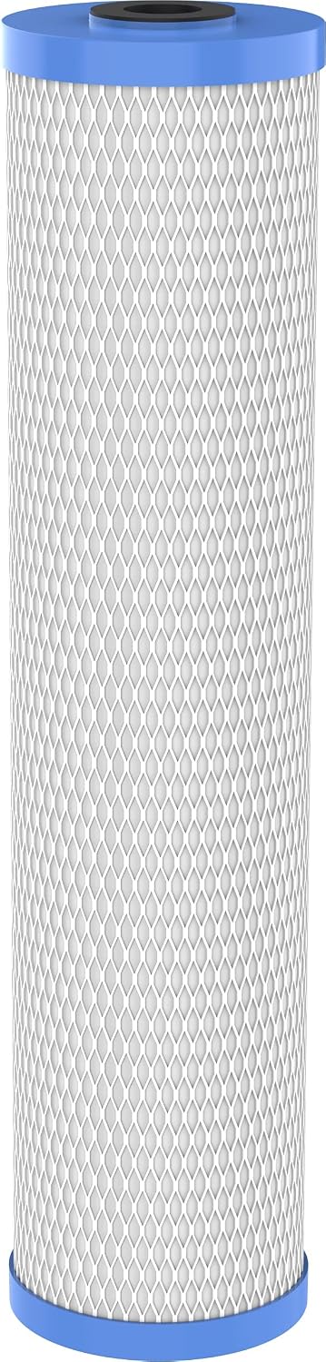 Pentair Pentek EPM-20BB Big Blue Carbon Block Water Filter, 20' x 4.5', 10 Micron, Bonded PAC, Chlorine Taste & Odor Reduction, 30,000 Gallon Capacity, Pack of 4