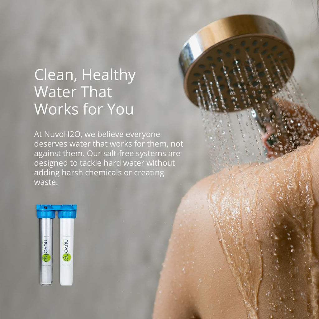 NuvoH2O 2-Stage Citrus-Based, Salt-Free Water Filter System + Water Softener and Carbon Filter – Healthy & Pure Water – Removes Hard Water Build Up (Home Duo System)