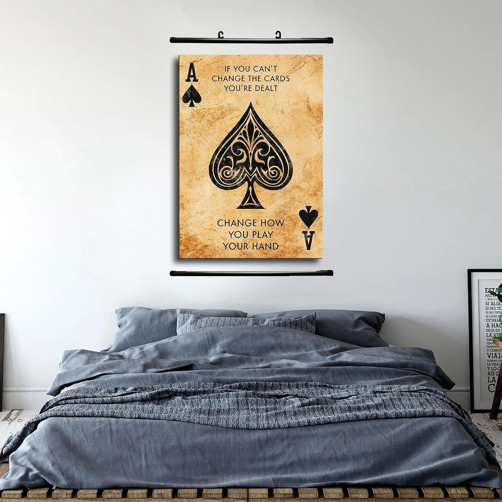 Vintage Ace of Spades Classic Motivational Poster Exquisite Art Decoration Suitable for Cafes Home Kitchens Bars Room Decor Canvas Wall Art Home Office Decoration Party Gifts (24×36inch-Framed)