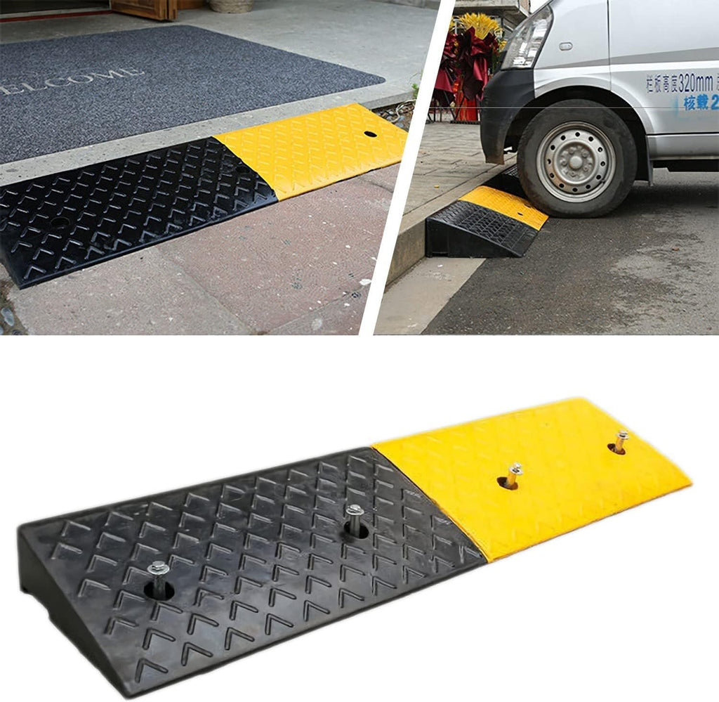 2 Pack Rubber Curb Ramp 2' Rise – Heavy Duty Driveway Threshold Ramp for Car, Motorcycle, Scooter, Bike, 39' x 10' x 2', 22000lbs Capacity, Non-Slip, Loading Dock Use