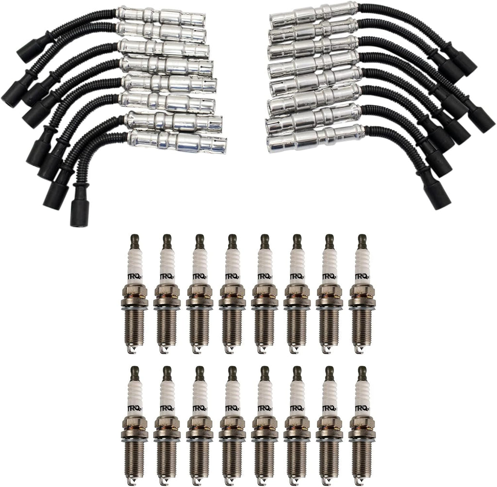 TRQ Spark Plug Kit 17 Piece Iridium Plugs Compatible with 1998-2008 Mercedes-Benz C43 AMG 1998-2006 CL500 1999-2005 SL500 2000-2006 S430 2000-2006 S500 2003-2006 E500 2002-2007 ML500 1999-2003 CLK430