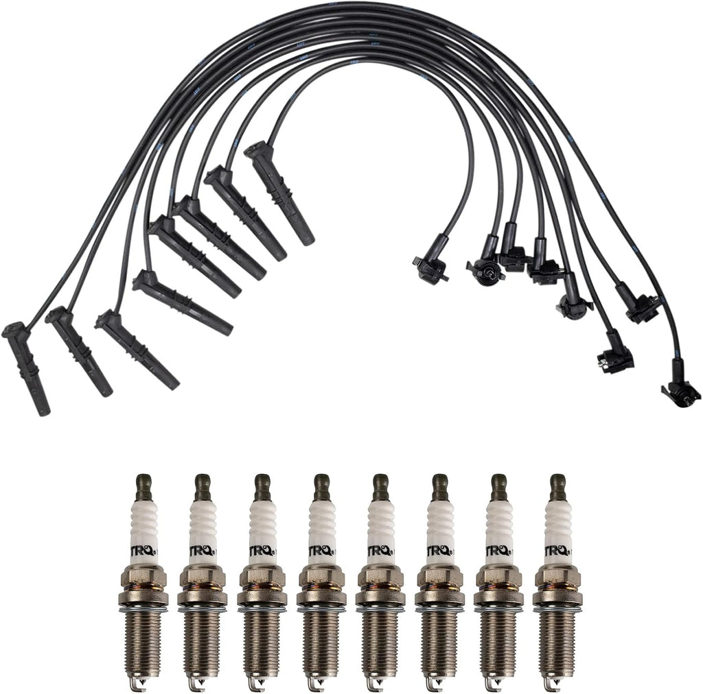 TRQ Ignition Kit Spark Plugs Wire Set Compatible with 96-00 Ford 96-99 Lincoln Mercury