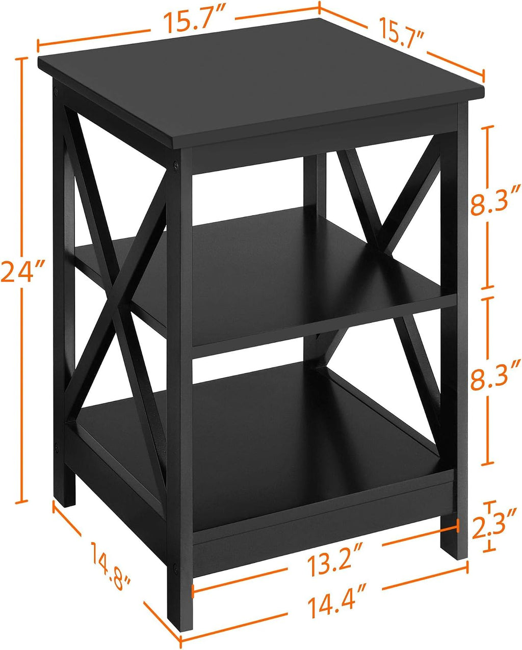 Yaheetech 41in Coffee Table and 2PCS Side Tables Set, Lift Top with Compartment and 3 Tier End Table with Storage Shelf, Living Room Coffee Table with Sofa, Black