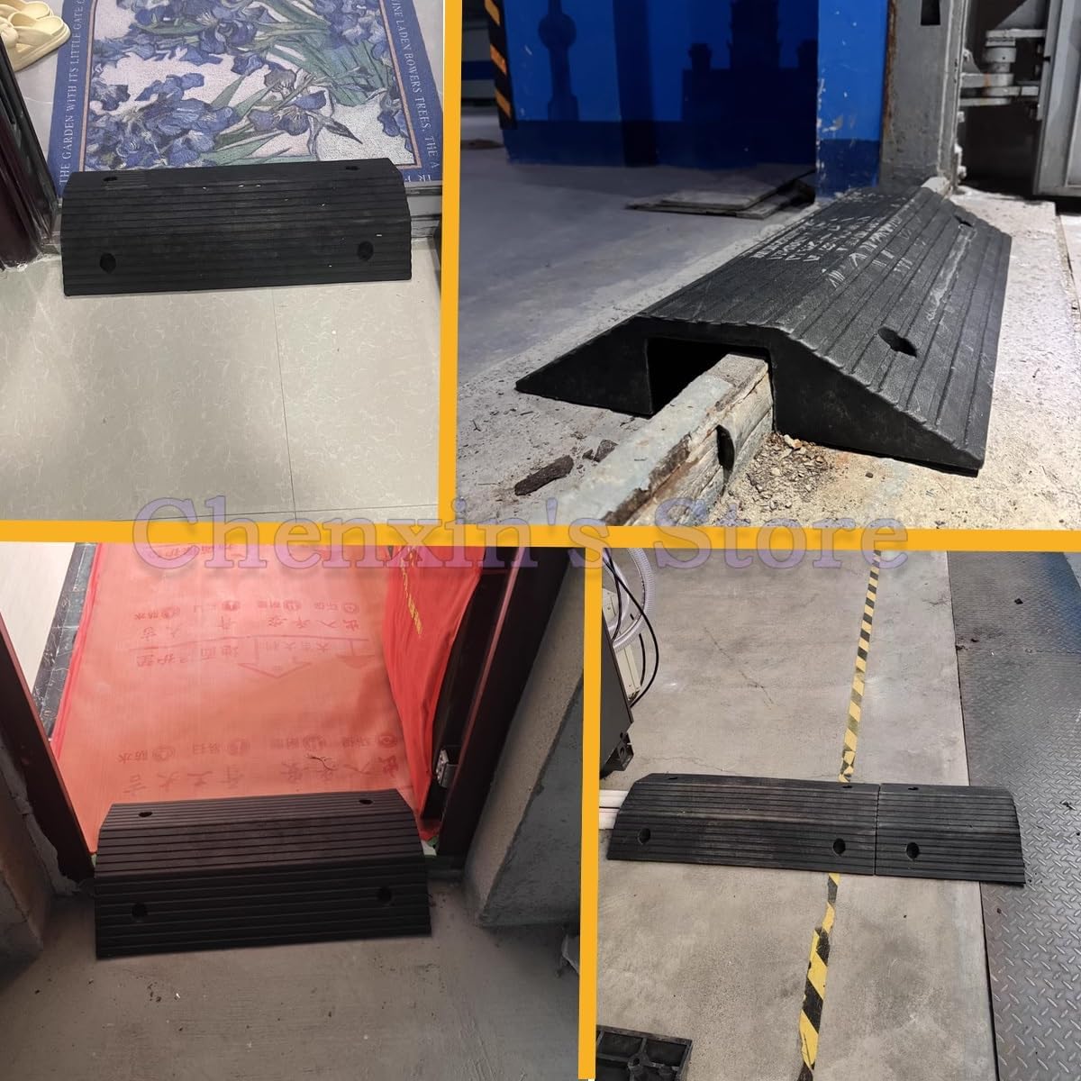 Transition Bridge Ramp 3' Rise Threshold Ramps for Doorways, Heavy Duty Wheelchair Ramp Rubber Driveway Curb Ramps for Door/Garage/Stairs/Steps