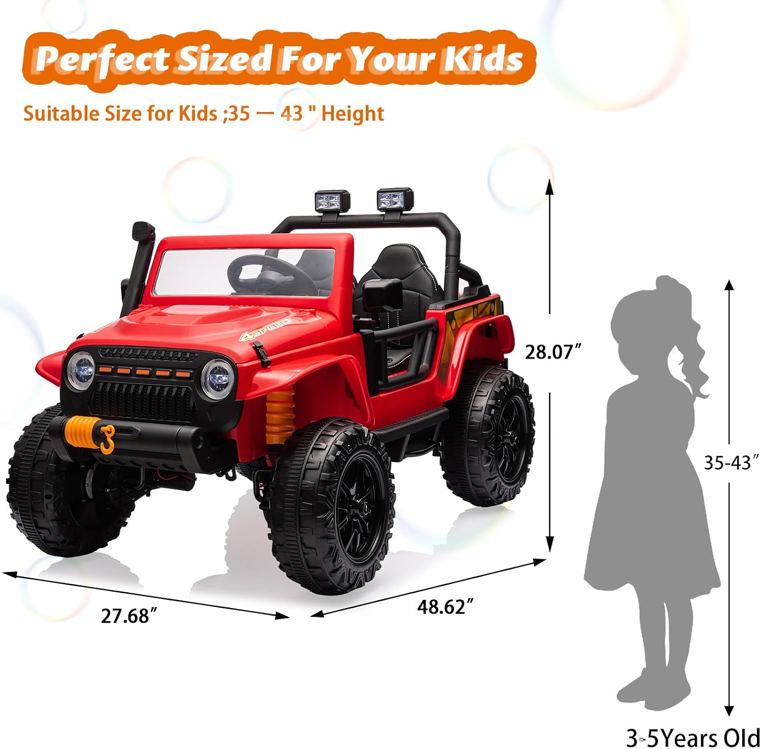 GarveeLife 24V Ride On Car for Kids, 2 Seater Electric Truck with Remote Control, 4x45W Powerful Engine, Battery Powered Ride On Toys for Kids, 4WD/2WD Switchable, Led Headlight & Music Player, Red
