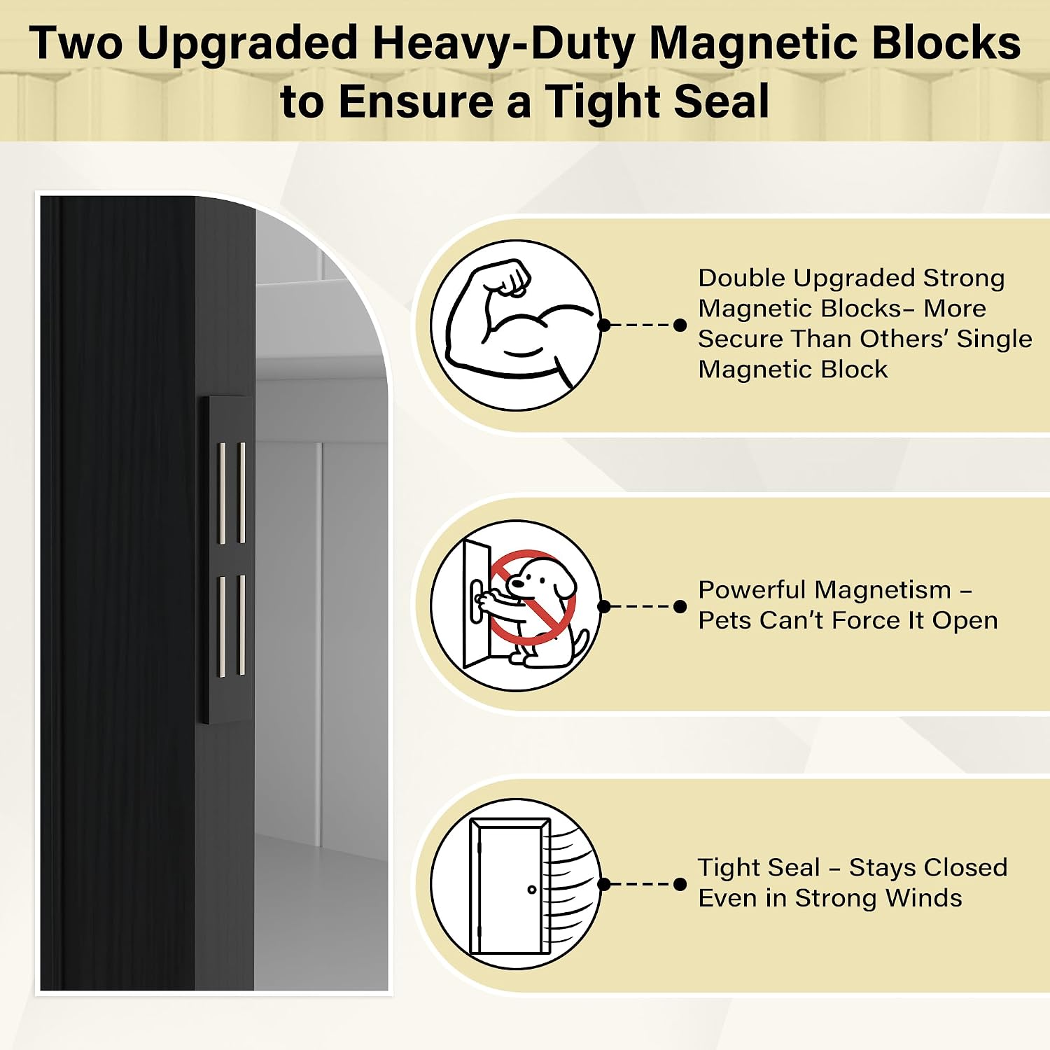 48' x 80' PVC Interior Accordion Door, Suitable for Opening Width 37'-48', Trimmable Height & Width, Room Dividers for Pantry Laundry Closet RV, Strong Magnet Folding Doors, Easy to Install, Black