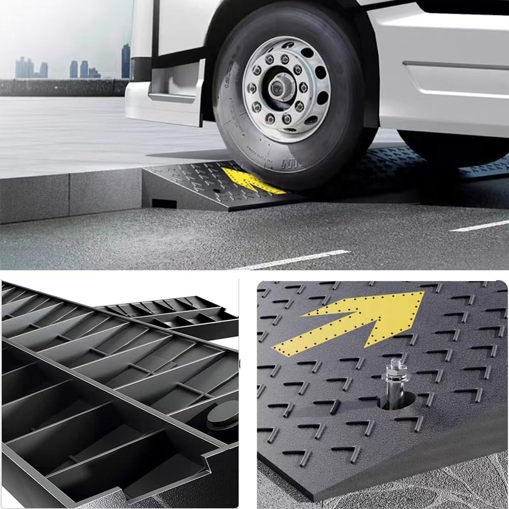 Heavy Duty Cars Curb Ramps, 2' 5' 7' Rise Wheelchair Ramp, Portable Rubber Driveway Ramps Threshold Ramp for Doorway Sidewalk Garage Warehouse(95x23x9 cm(37'x9'x3.5'))
