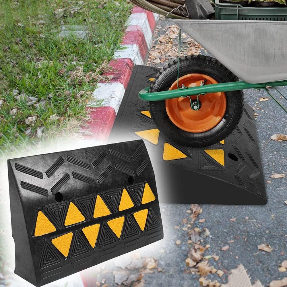 4' Rise Threshold Ramp Heavy Duty Driveway Curb Ramp -Slip Rubber Kerb Ramps Car Vehicle Wheelchair Door Step Ramp/Yellow/50 * 30 * 10.7Cm/20 * 12/4In ( Color : Yellow , Size : 50*30*10.7Cm/20*12/4In
