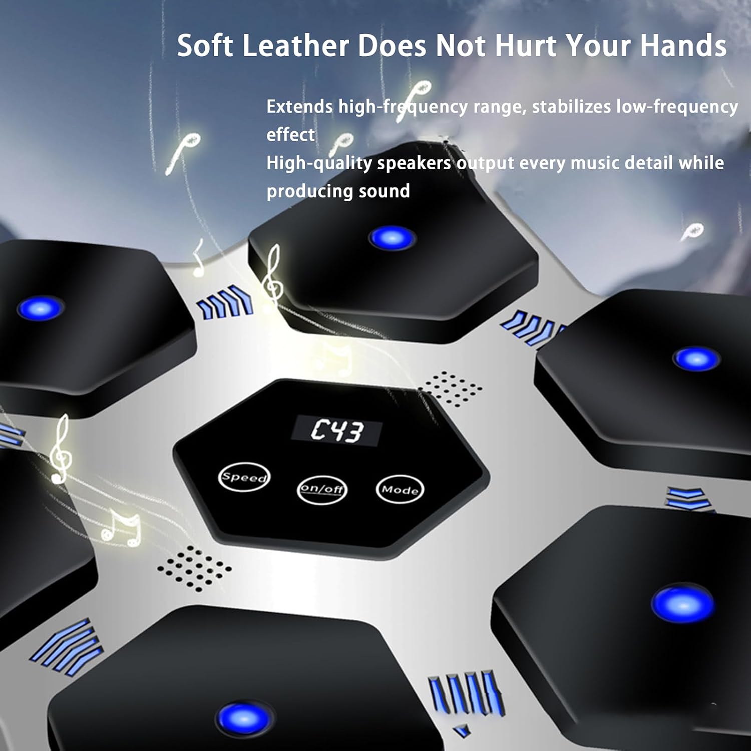 Music Boxing Machine,Wall-Mounted Boxing Target Workout Equipment,LED Electronic Boxing Trainer for Office and Gym