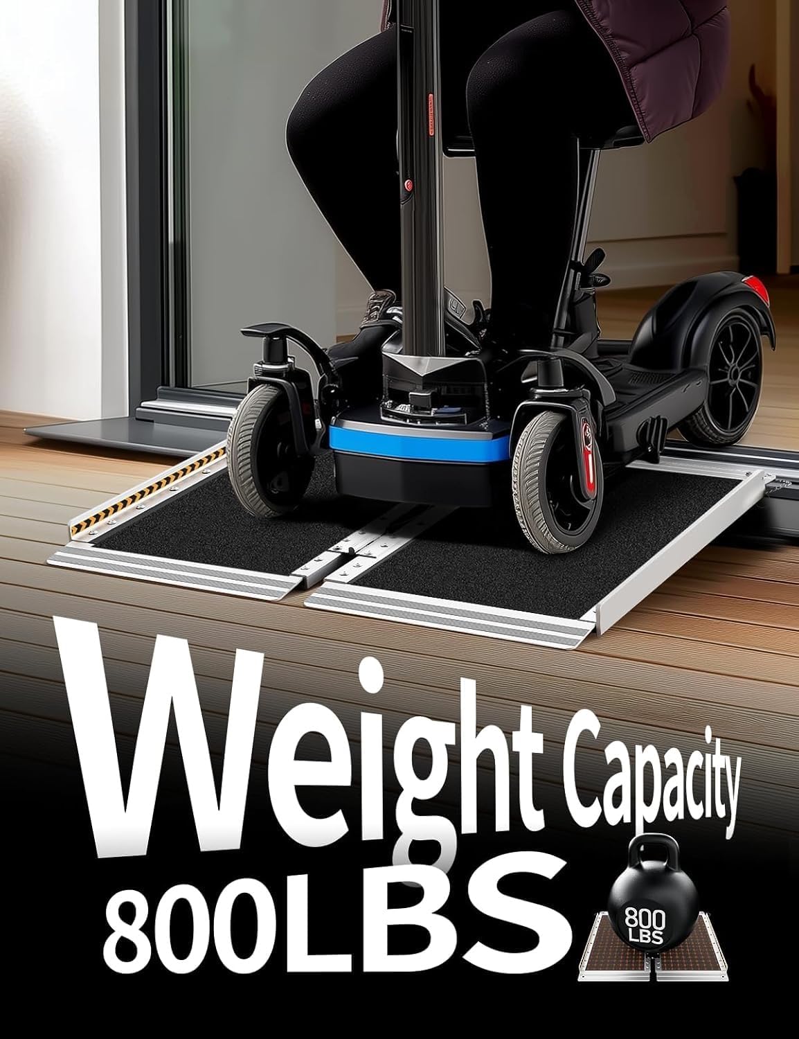 Doorways Rise Driveway Curb Ramp, Non-Slip Aluminum Disabled Ramp, Foldable Threshold Wheelchair Ramp for Home Steps/Entrance/Threshold/Doorway/Scooter/Load Bearing 300KG