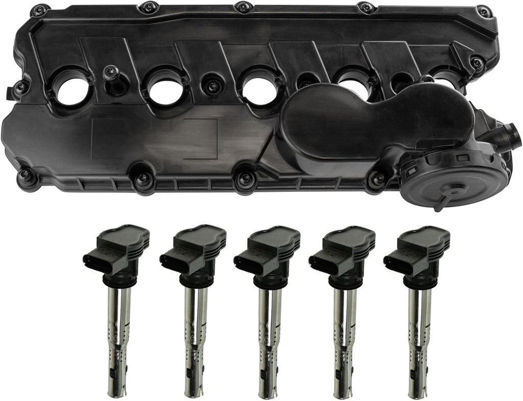 TRQ Ignition Coil Kit 6 Piece Valve Cover Compatible with 2006-2010 Volkswagen Beetle