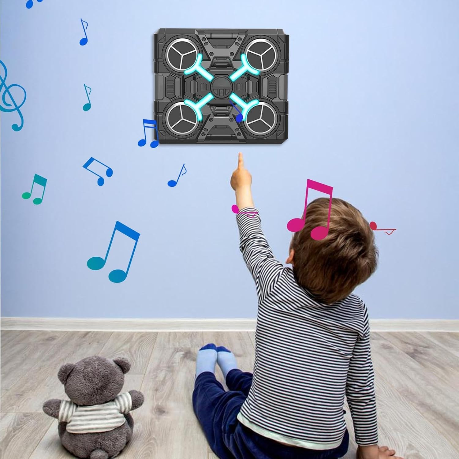 Interactive Boxing Game - High Energy Boxing Equipment, Digital Boxing Wall Punching Pads | Multifunctional Music Punch Machine, Musical Wall Boxing Machine with Gloves