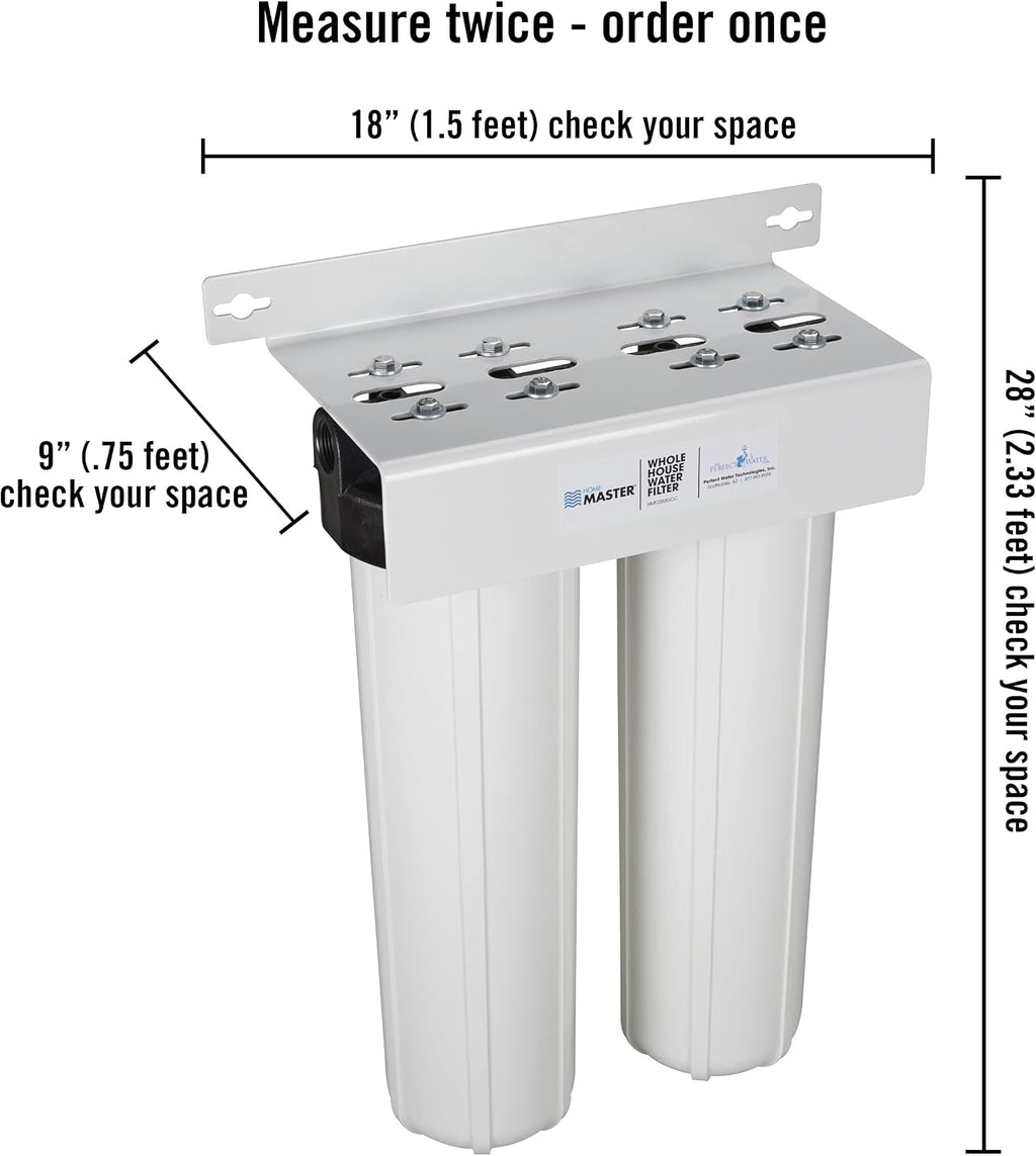 Home Master HMF2SmgCC Whole House Water Filter, 4-layer sediment filter 25 to 1 micron, Powerful Up-Flow KDF85 & Catalytic Carbon 10gpm, 1' NPT ports, Patented heavy steel bracket fits 16' wall studs