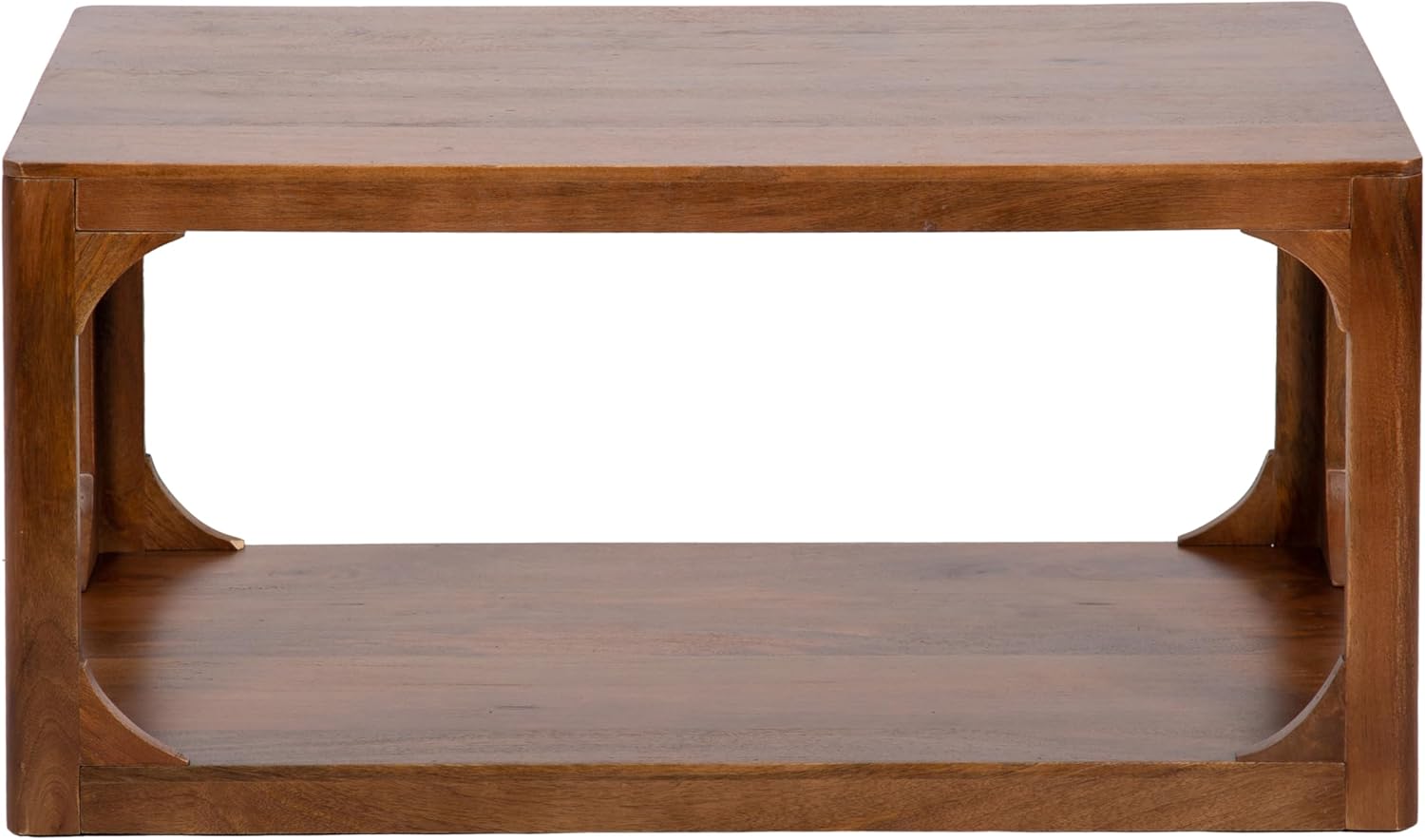 Kate and Laurel Dahl Transitional Rectangular Coffee Table; 36 x 20 x 18; Walnut Brown; Modern Rectangle Living Room Table with Solid Mango Wood Construction and Extra Underlying Storage