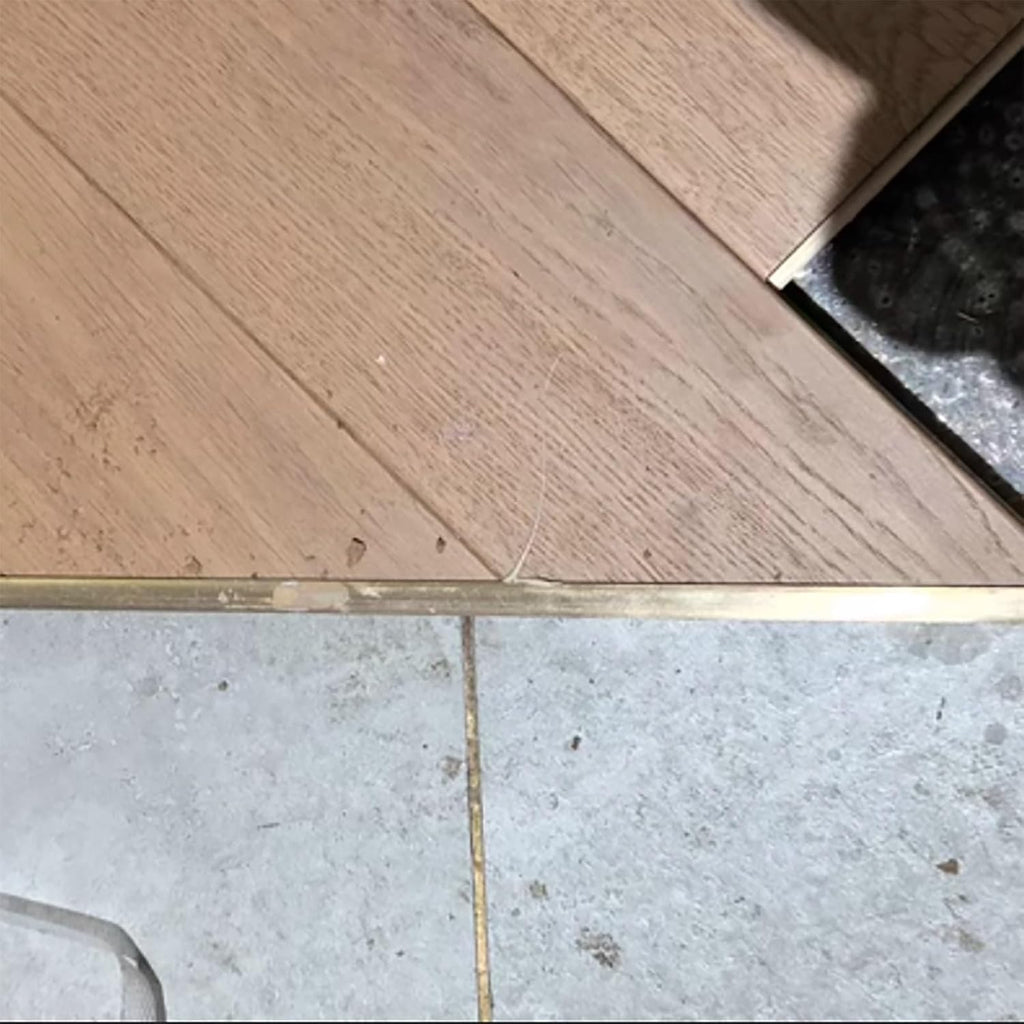 Floor Transition Strip Brushed Brass, Threshold Edge Strip for Wood and Metal, Solid Floor Transitions Seam Ramp for Hardwood Doorways