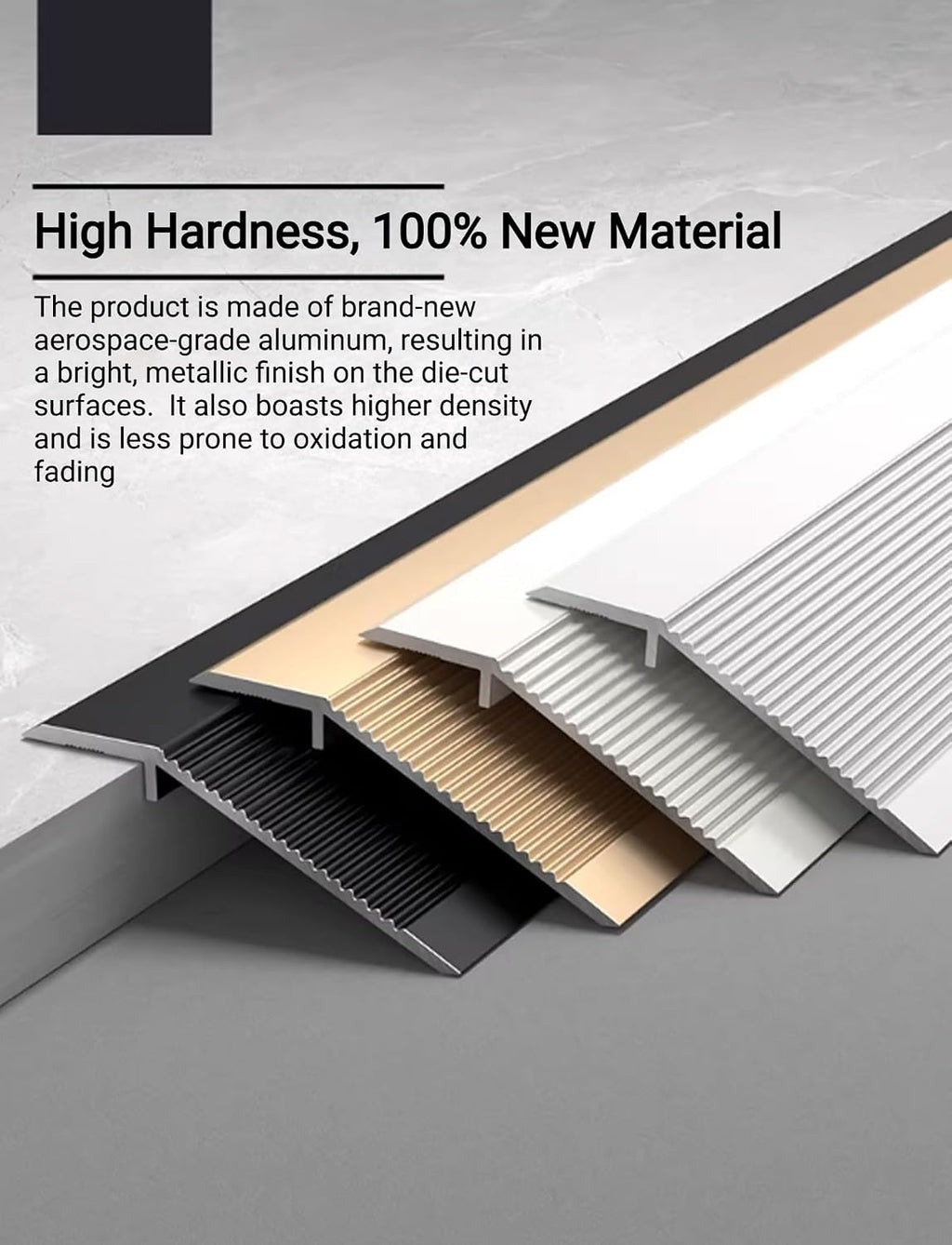 Aluminum Floor Transition Strip - 36 Inch Doorway Threshold Ramp, Edge Trim for Doorways (0.4-1.8in) - Durable Gold Finish, Perfect for Smooth Transitions