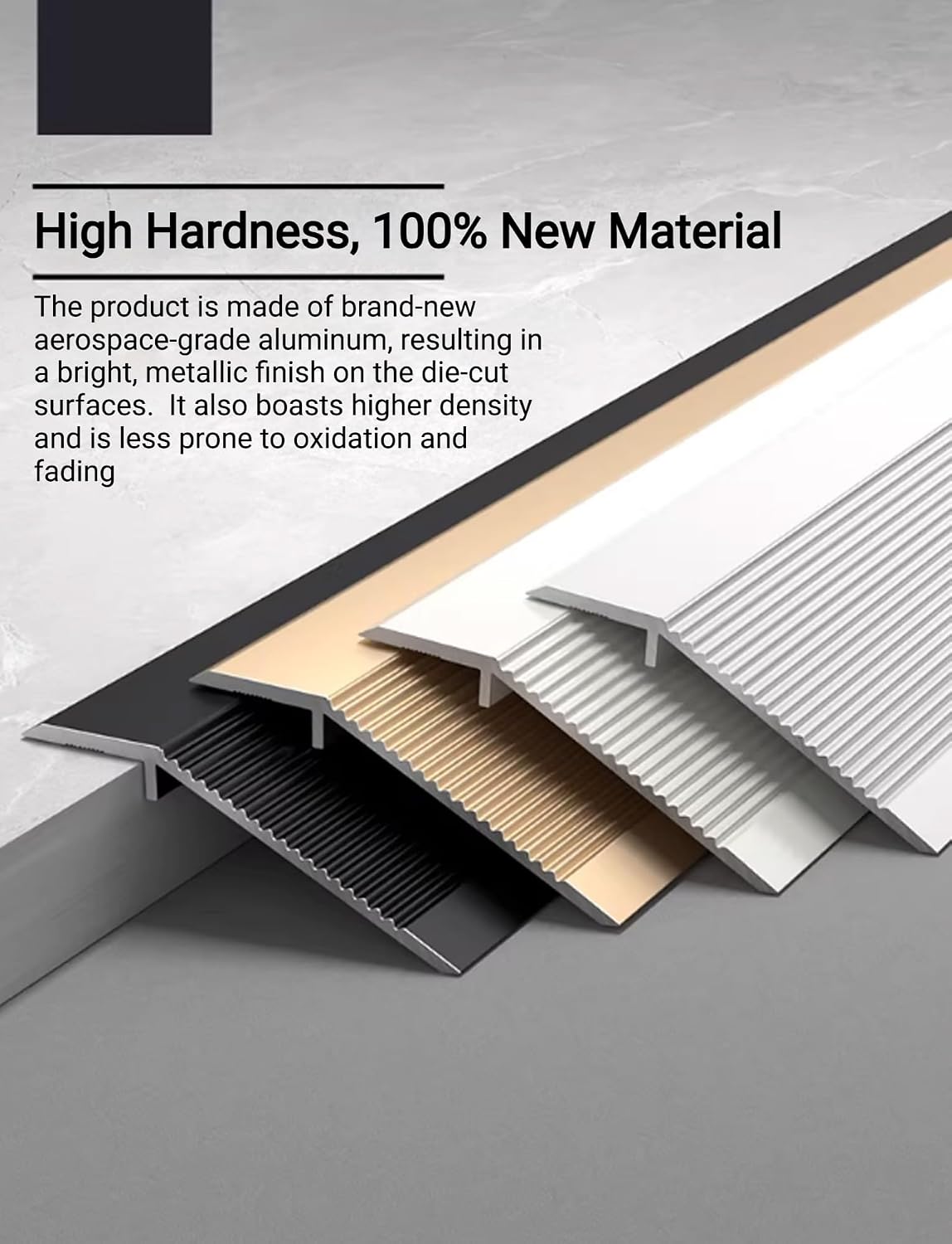 Aluminum Floor Transition Strip - 36 Inch Doorway Threshold Ramp, Edge Trim for Doorways (0.4-1.8in) - Durable Gold Finish, Perfect for Smooth Transitions